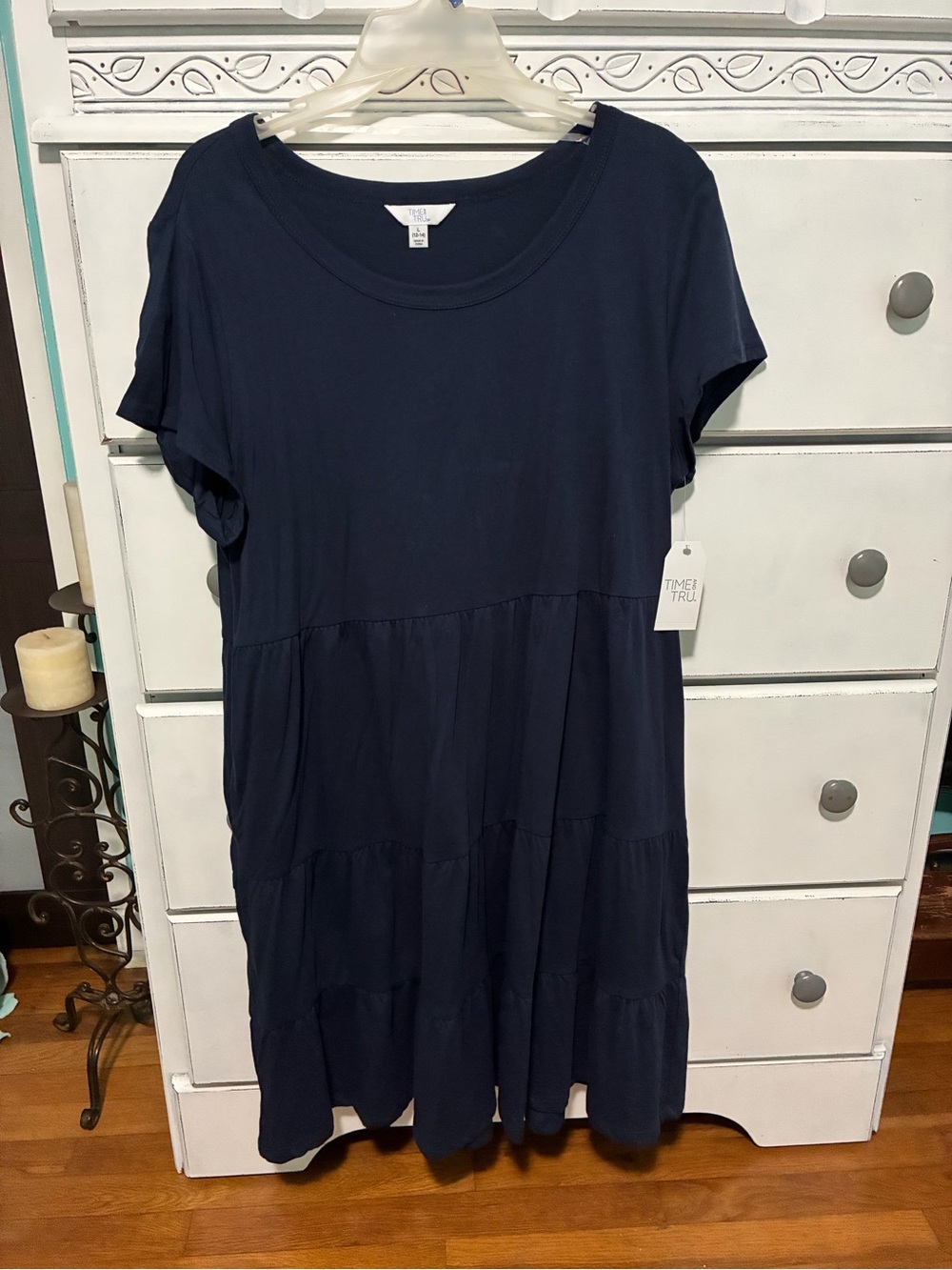 Time and Tru Navy Tiered Casual Dress